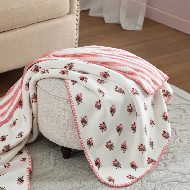 Coco Plush Reversible Throw, 60" x 70"- Laura Ashley - Assorted Colors