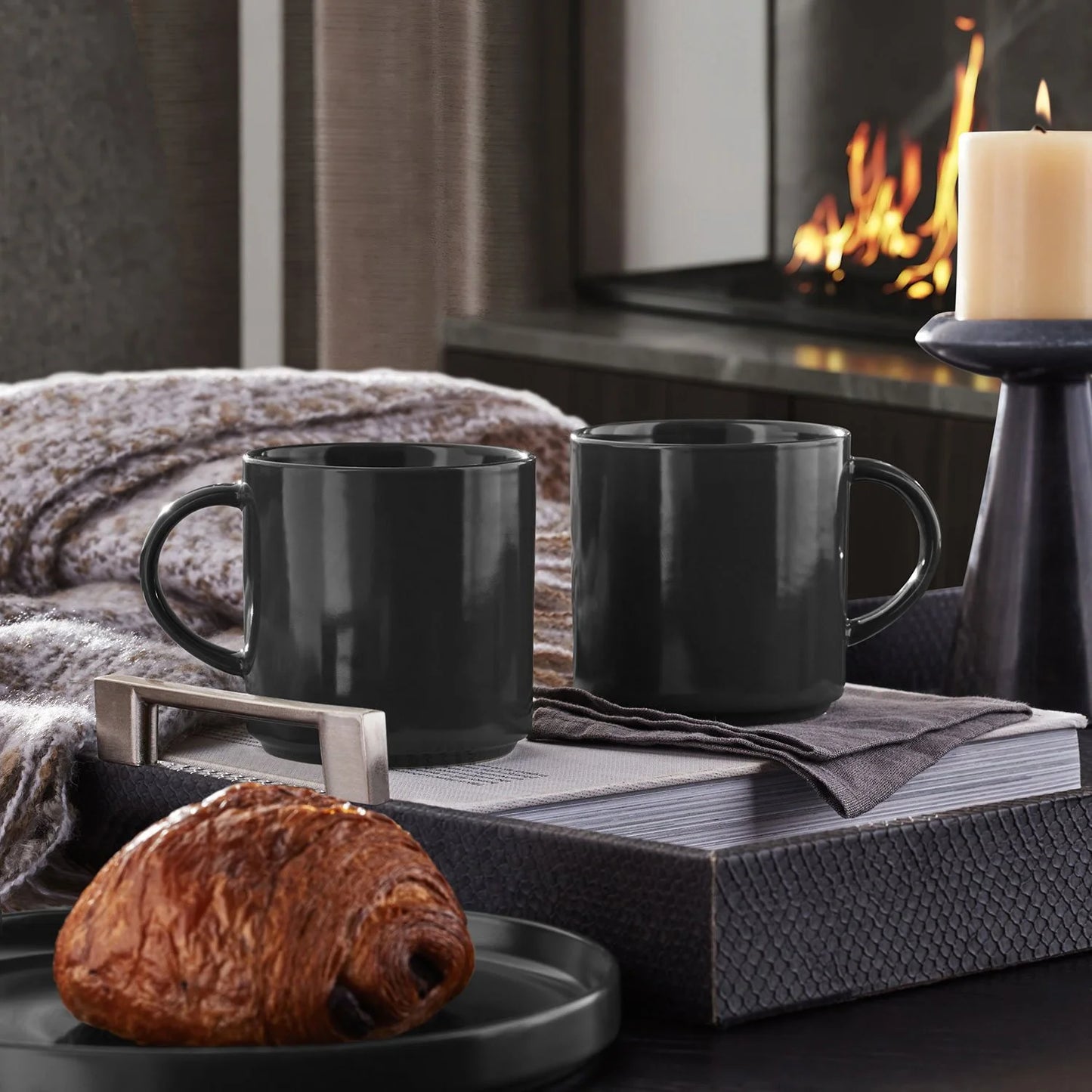 Modern Stoneware Mug Set-  4-Piece