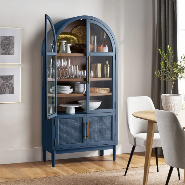 Mark Enzo Storage Cabinet With Rattan Cabinet Doors