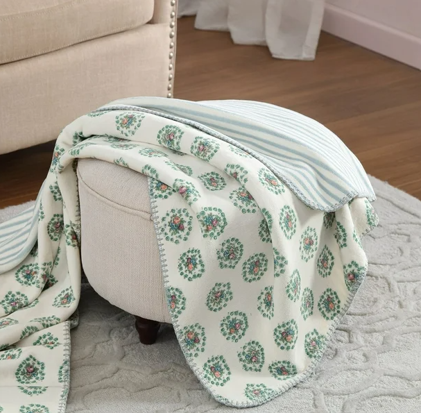 Coco Plush Reversible Throw, 60" x 70"- Laura Ashley - Assorted Colors