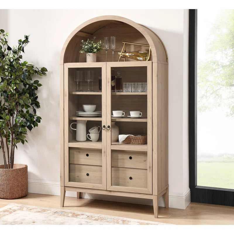 Nolan 74" Tall Arched Storage Display Cabinet