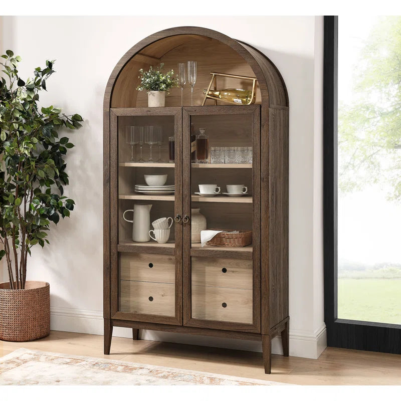 Nolan 74" Tall Arched Storage Display Cabinet