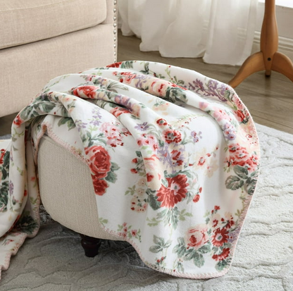 Coco Plush Reversible Throw, 60" x 70"- Laura Ashley - Assorted Colors