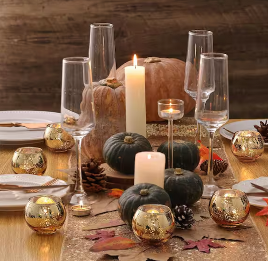 Pumpkin Gold Candle Holders - Pack of 12