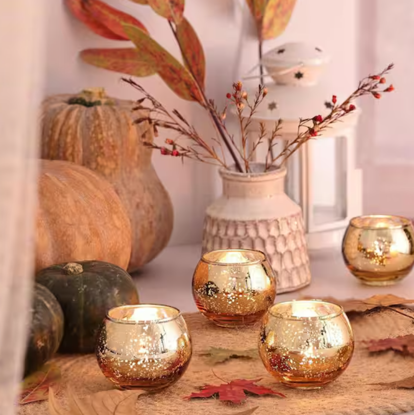 Pumpkin Gold Candle Holders - Pack of 12