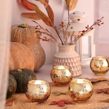 Pumpkin Gold Candle Holders - Pack of 12