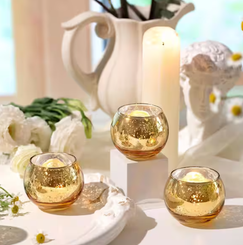 Pumpkin Gold Candle Holders - Pack of 12
