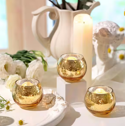 Pumpkin Gold Candle Holders - Pack of 12