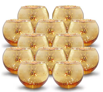 Pumpkin Gold Candle Holders - Pack of 12