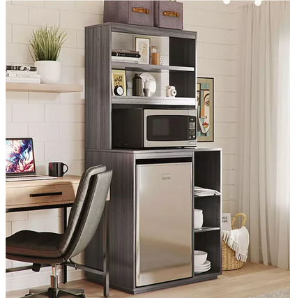 1 St. Best 74" The Organization Station with Mini Refrigerator and Microwave Storage Space, Assorted Colors