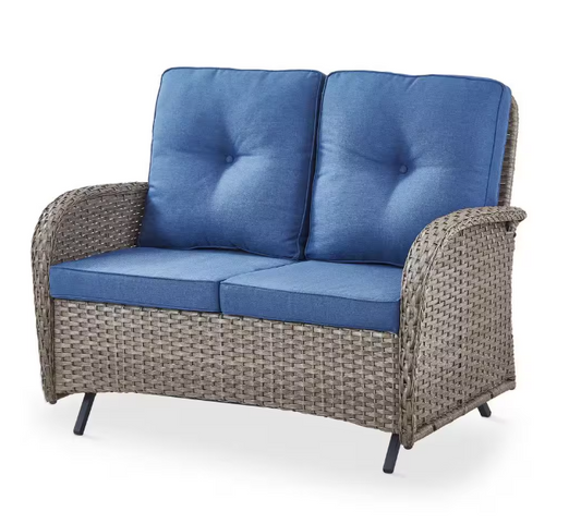 Patio Outdoor Glider with Cushion Guard Blue Cushions