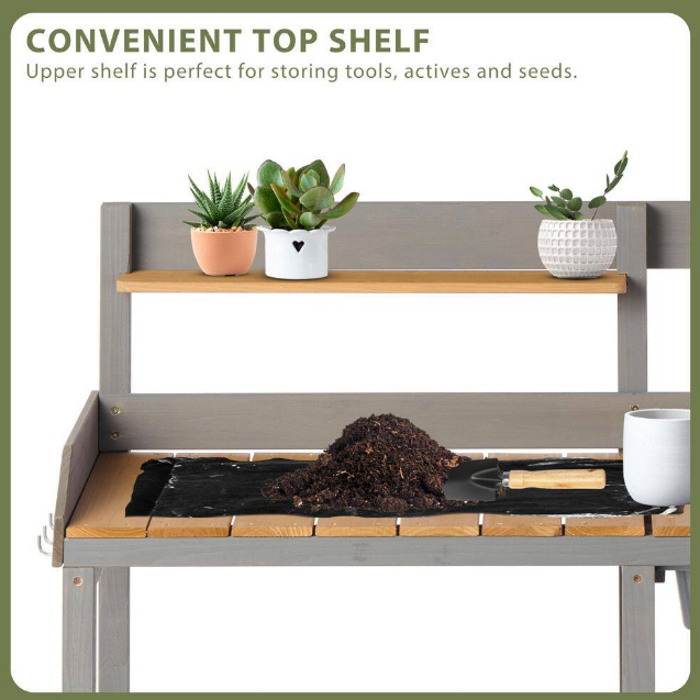 Wooden Potting Bench Table with Sink