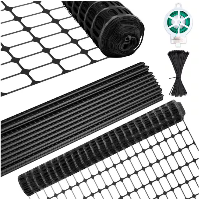 Garden Fence Snow Fence 40 in. x 100 ft. Plastic Safety Fence Plastic Mesh+30 Steel Stakes