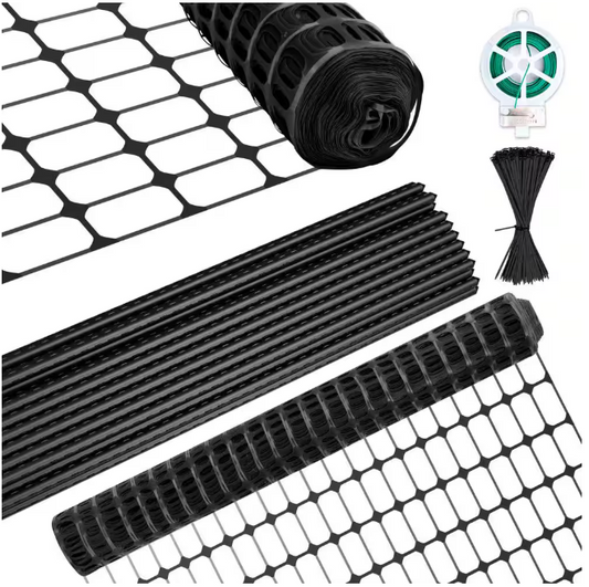 Garden Fence Snow Fence 40 in. x 100 ft. Plastic Safety Fence Plastic Mesh+30 Steel Stakes