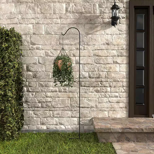 Fuchsia 84 in. Black Steel Shepherd Hook