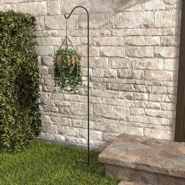 Fuchsia 84 in. Black Steel Shepherd Hook