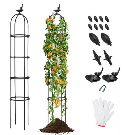 2-Pack 79 in. H x 12 in. W PE-Coated Steel Trellis in Black