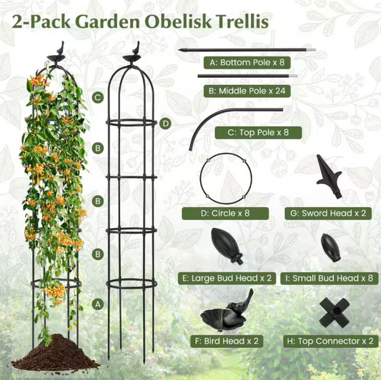 2-Pack 79 in. H x 12 in. W PE-Coated Steel Trellis in Black