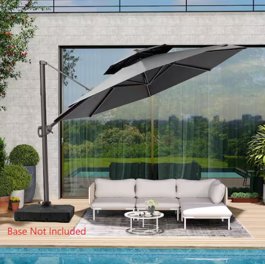 11.5 ft. Round Aluminum Outdoor Double Top Adjustable Tilt Cantilever