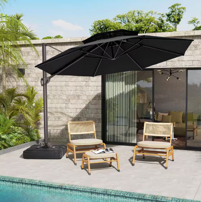 11.5 ft. Round Aluminum Outdoor Double Top Adjustable Tilt Cantilever