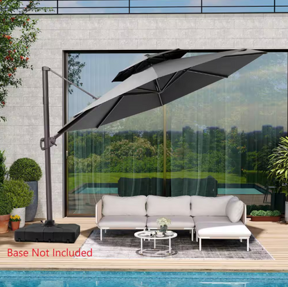 11.5 ft. Round Aluminum Outdoor Double Top Adjustable Tilt Cantilever