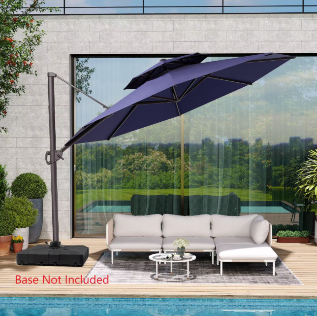 11.5 ft. Round Aluminum Outdoor Double Top Adjustable Tilt Cantilever