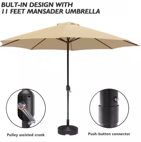 11 ft. x 11 ft. Steel Patio Market Umbrella