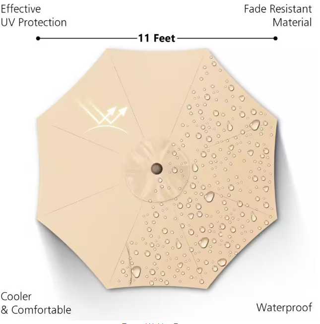11 ft. x 11 ft. Steel Patio Market Umbrella
