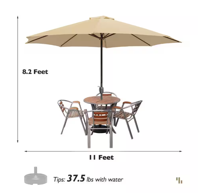 11 ft. x 11 ft. Steel Patio Market Umbrella