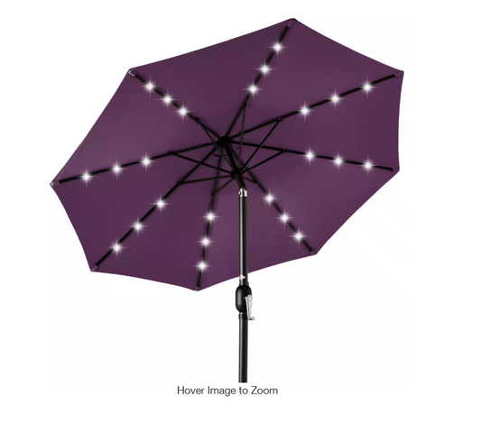 Market Solar LED Lighted Tilt Patio Umbrella with UV-Resistant Fabric