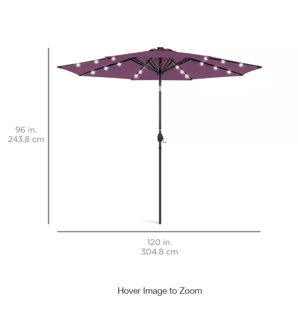 Market Solar LED Lighted Tilt Patio Umbrella with UV-Resistant Fabric