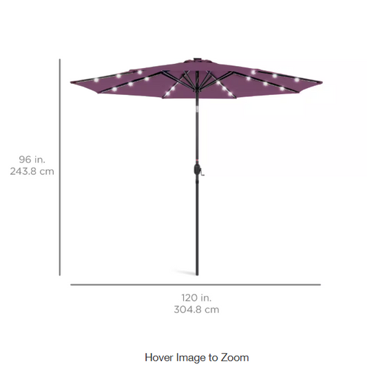 Market Solar LED Lighted Tilt Patio Umbrella with UV-Resistant Fabric