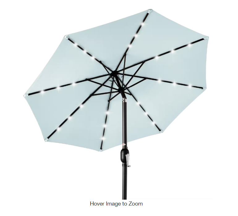 Market Solar LED Lighted Tilt Patio Umbrella with UV-Resistant Fabric