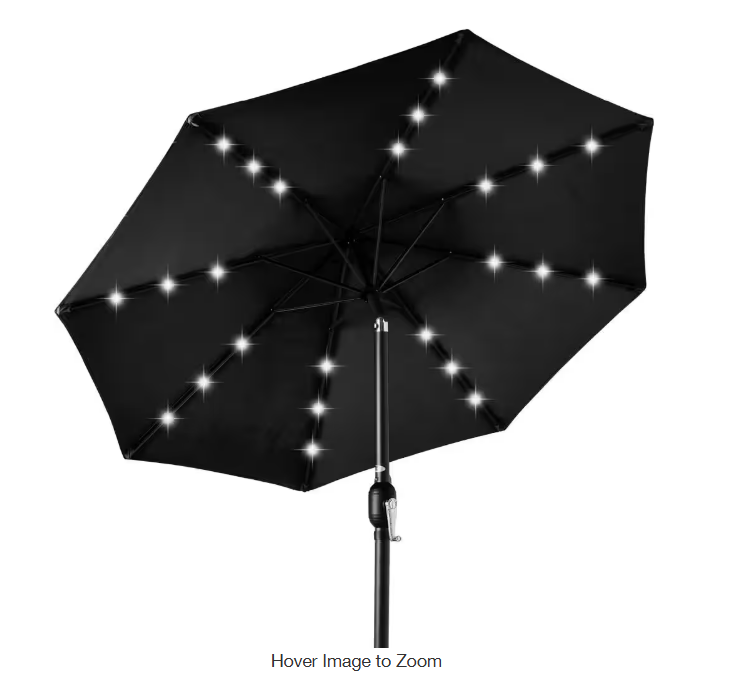 Market Solar LED Lighted Tilt Patio Umbrella with UV-Resistant Fabric