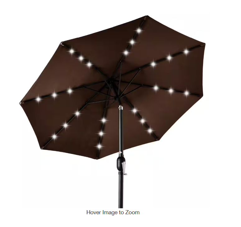 Market Solar LED Lighted Tilt Patio Umbrella with UV-Resistant Fabric