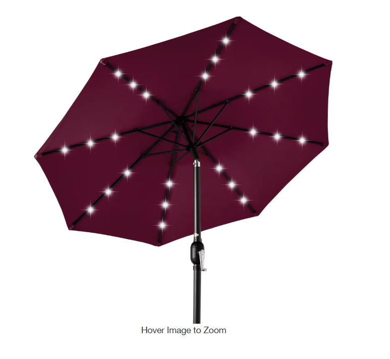 Market Solar LED Lighted Tilt Patio Umbrella with UV-Resistant Fabric