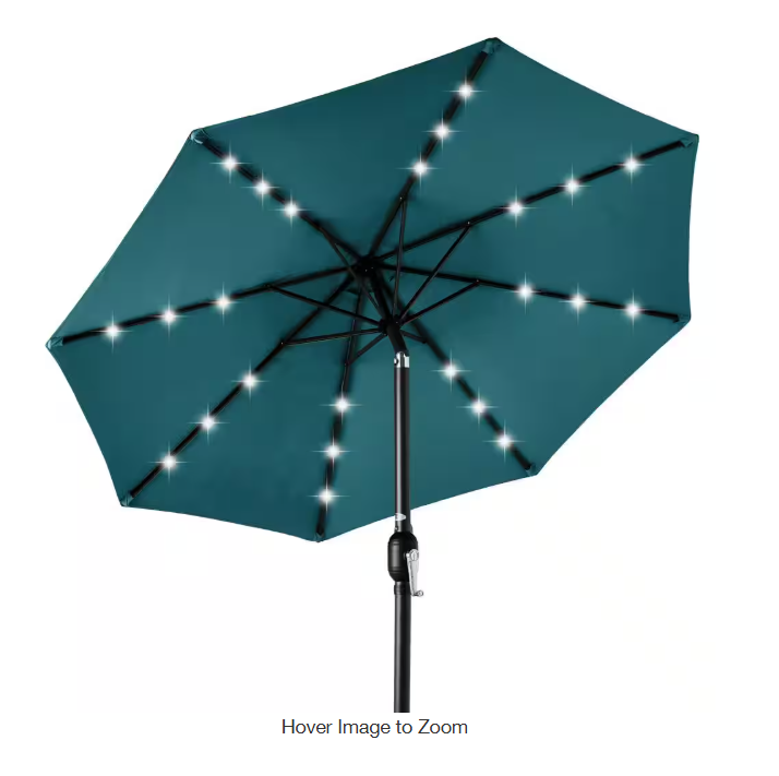 Market Solar LED Lighted Tilt Patio Umbrella with UV-Resistant Fabric