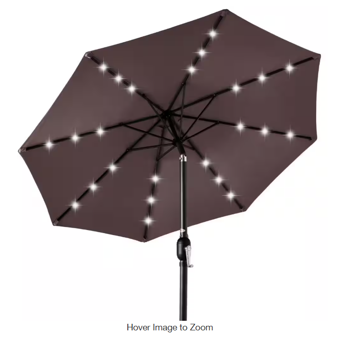 Market Solar LED Lighted Tilt Patio Umbrella with UV-Resistant Fabric