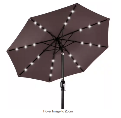 Market Solar LED Lighted Tilt Patio Umbrella with UV-Resistant Fabric