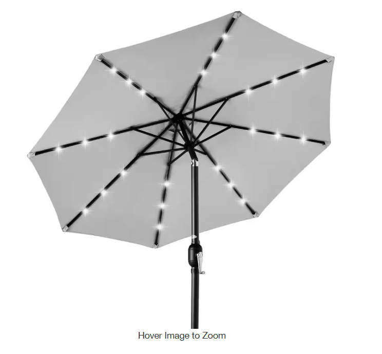 Market Solar LED Lighted Tilt Patio Umbrella with UV-Resistant Fabric