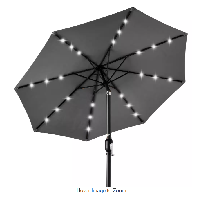 Market Solar LED Lighted Tilt Patio Umbrella with UV-Resistant Fabric
