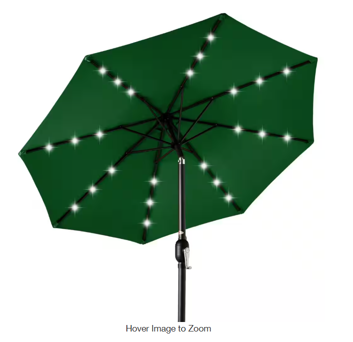 Market Solar LED Lighted Tilt Patio Umbrella with UV-Resistant Fabric