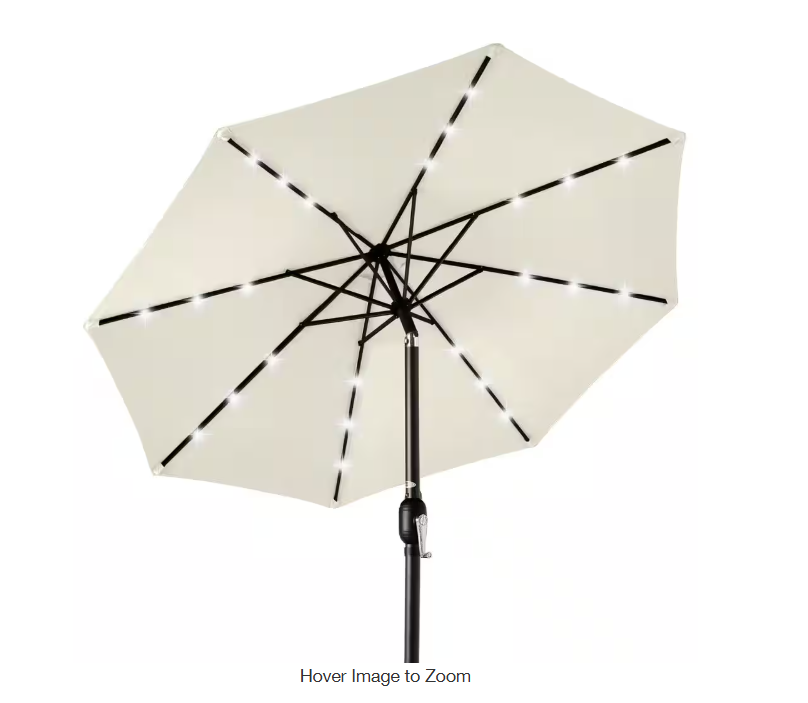 Market Solar LED Lighted Tilt Patio Umbrella with UV-Resistant Fabric