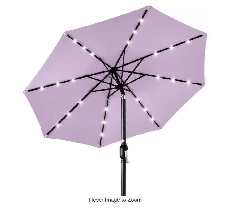 Market Solar LED Lighted Tilt Patio Umbrella with UV-Resistant Fabric