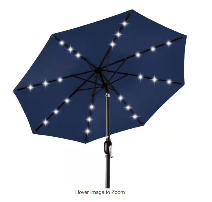 Market Solar LED Lighted Tilt Patio Umbrella with UV-Resistant Fabric