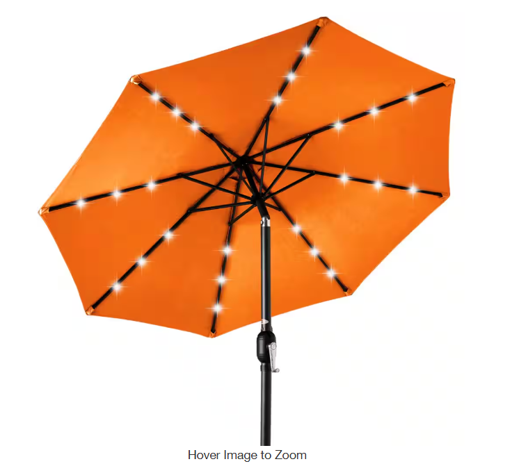 Market Solar LED Lighted Tilt Patio Umbrella with UV-Resistant Fabric