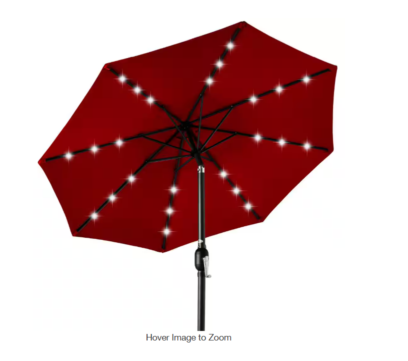 Market Solar LED Lighted Tilt Patio Umbrella with UV-Resistant Fabric