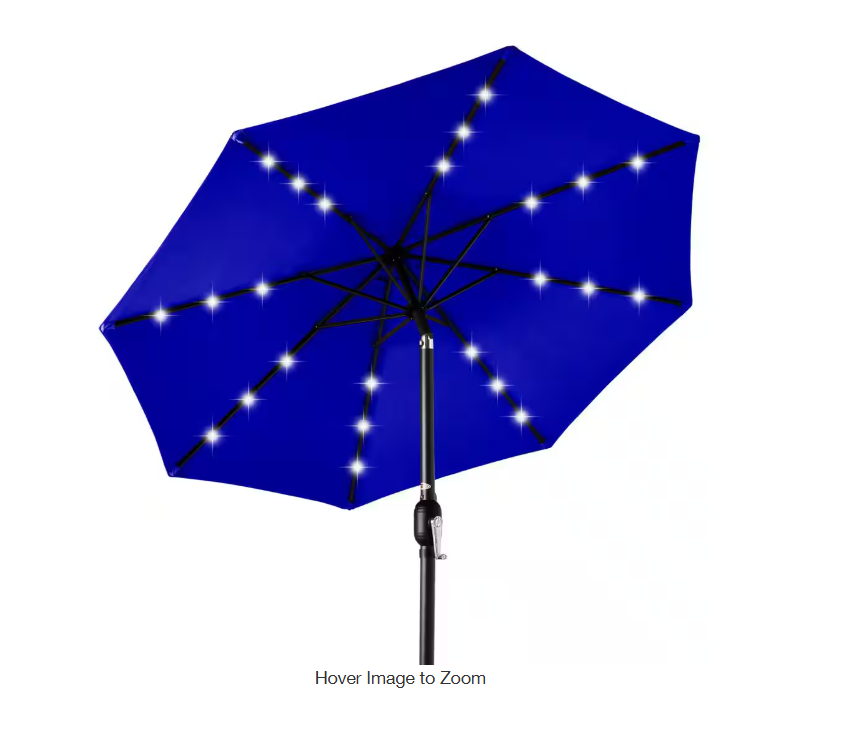 Market Solar LED Lighted Tilt Patio Umbrella with UV-Resistant Fabric