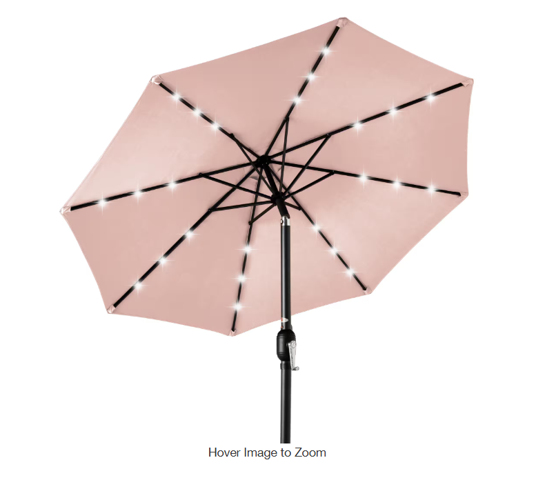 Market Solar LED Lighted Tilt Patio Umbrella with UV-Resistant Fabric