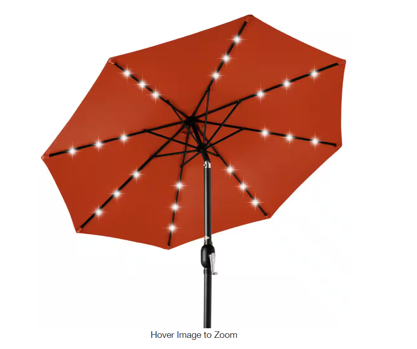 Market Solar LED Lighted Tilt Patio Umbrella with UV-Resistant Fabric